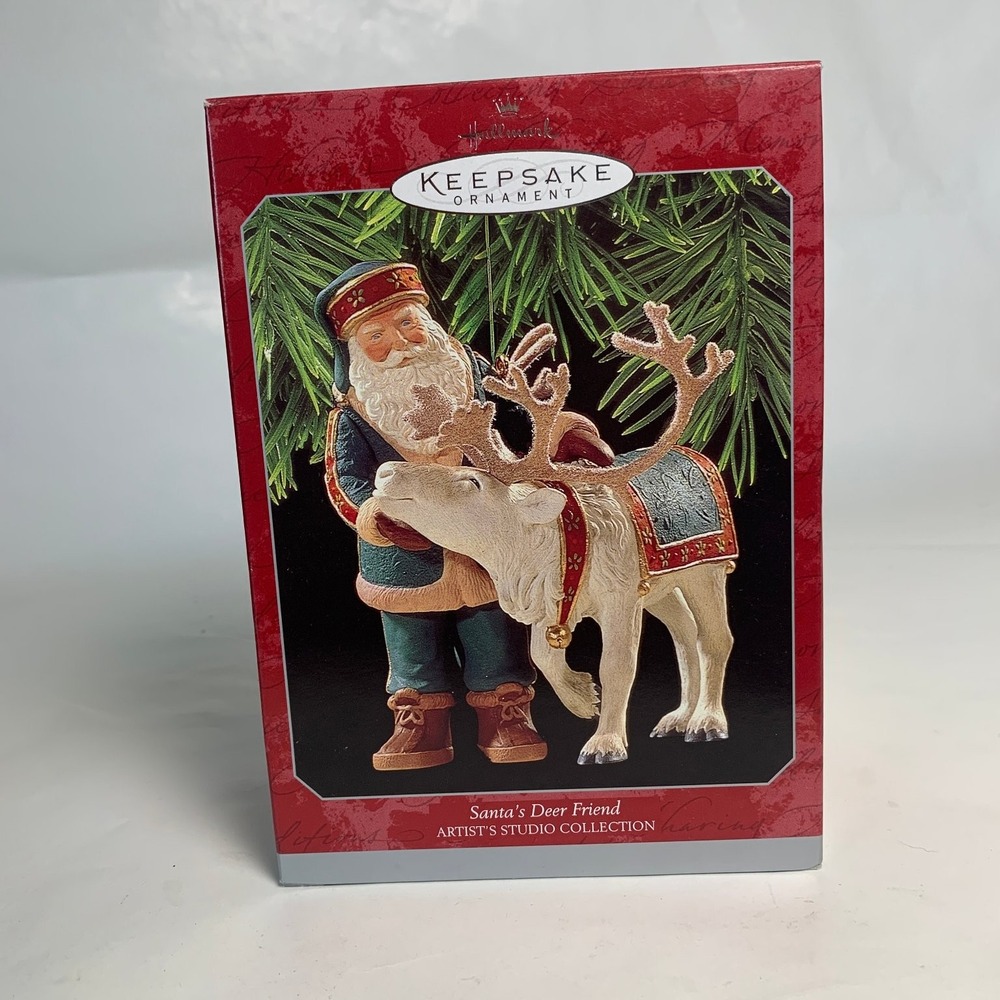 Hallmark Keepsake Santa's Deer Friend Ornament 1998 Artist's Studio Collection